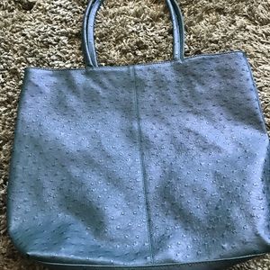 Hunter green faux ostrich print medium tote bag